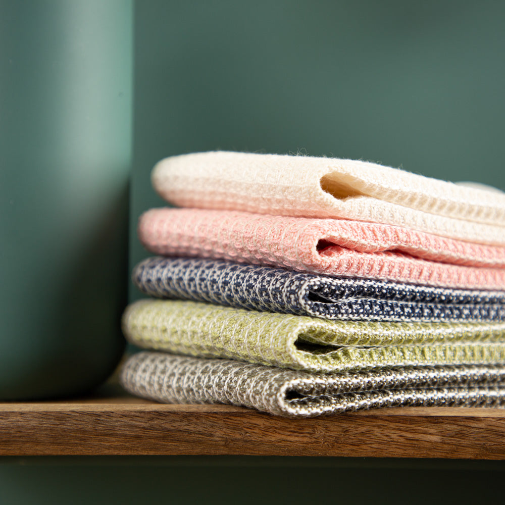 3er-Set Putzlappen aus Halbleinen | Waffelpikée