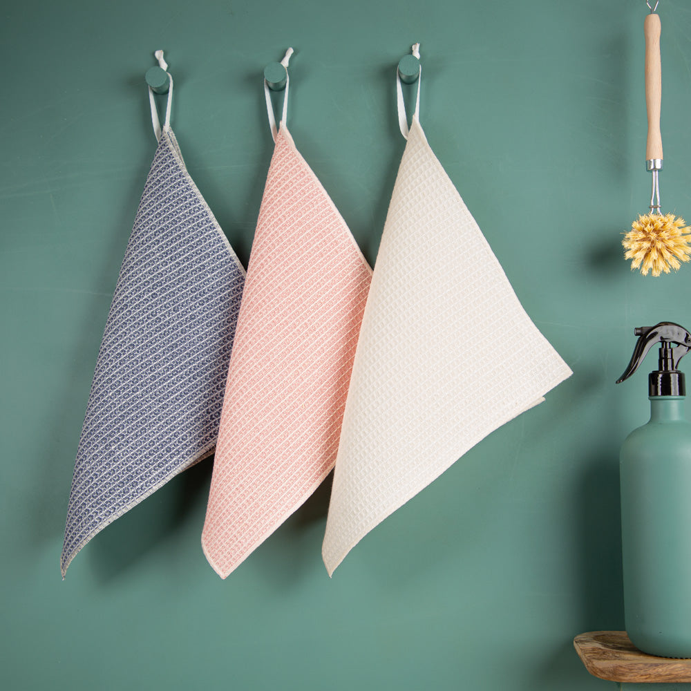 3er-Set Putzlappen aus Halbleinen | Waffelpikée