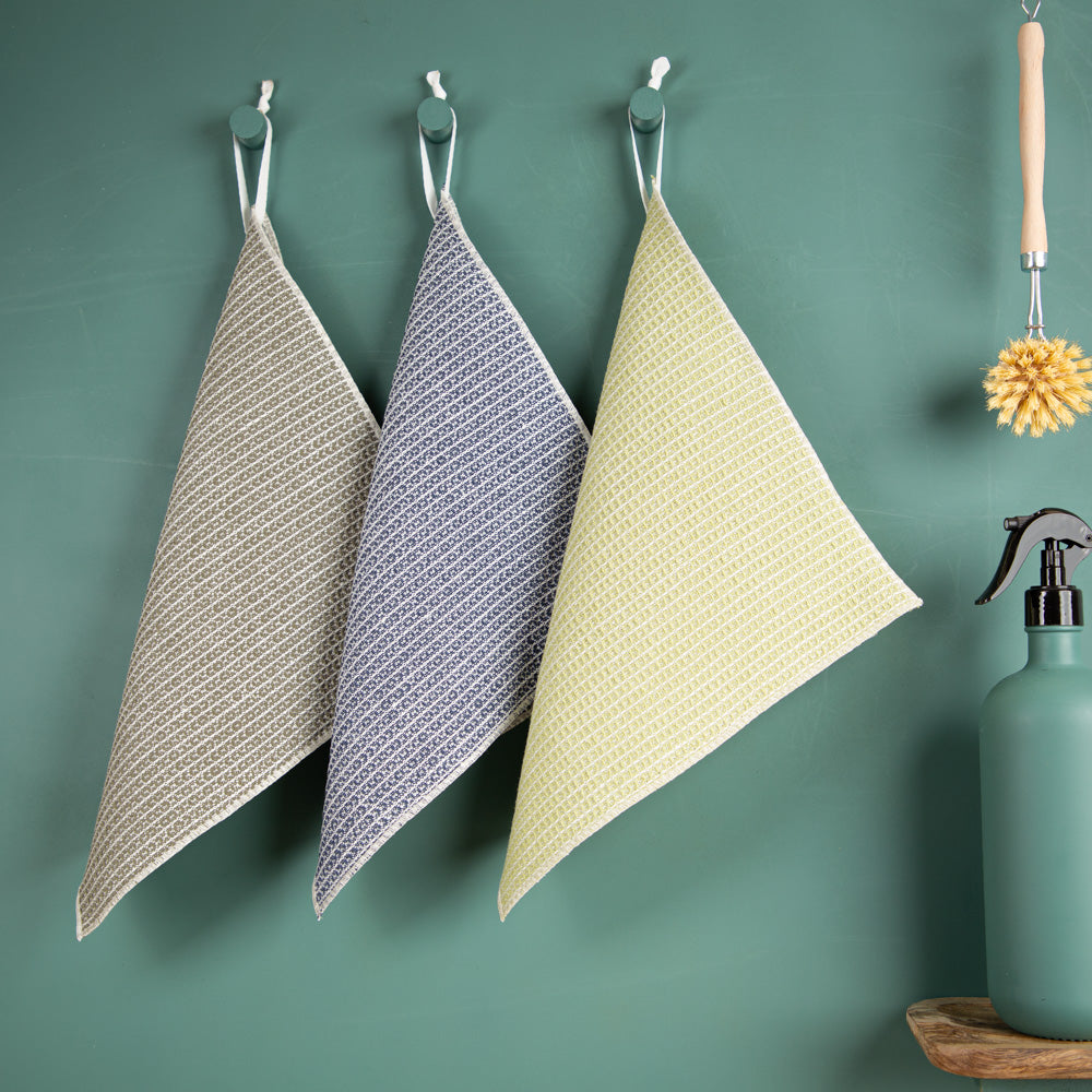 3er-Set Putzlappen aus Halbleinen | Waffelpikée
