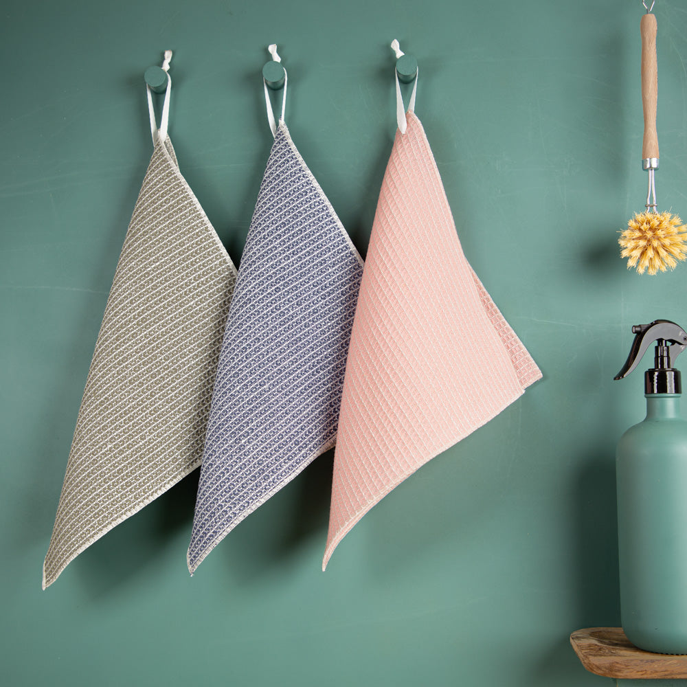 3er-Set Putzlappen aus Halbleinen | Waffelpikée