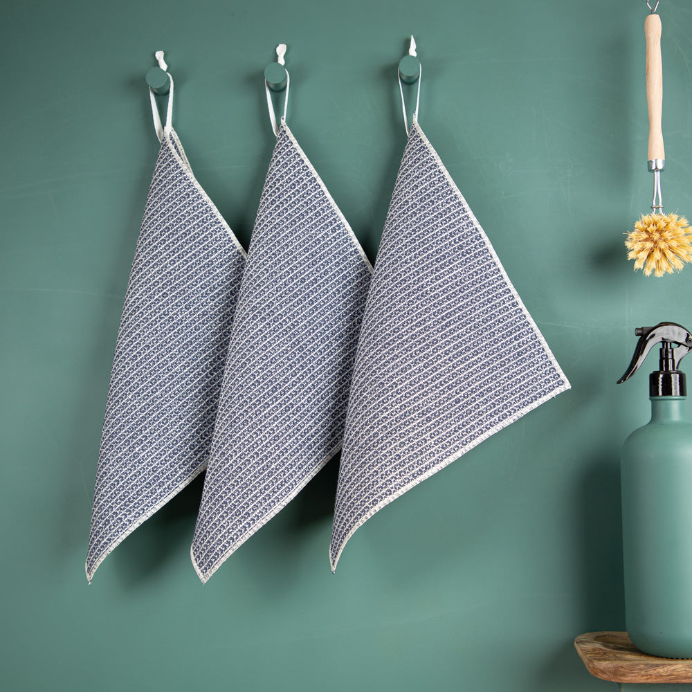 3er-Set Putzlappen aus Halbleinen | Waffelpikée