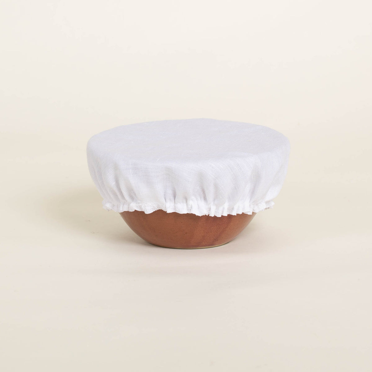Schüsselhaube Bioleinen weiß S