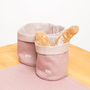 Brotkörbe oder Utensilos aus Leinen - 2er Set rosa