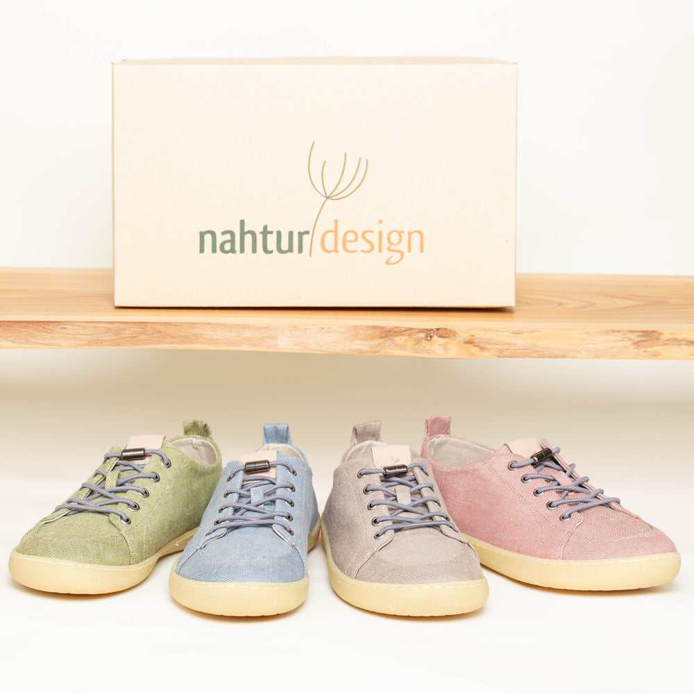 natürliche Barfußschuhe aus Bioleinen mit Kautschuksohle "Sommer"