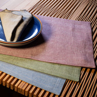 3 Tischsets aus Bioleinen Farbkombination Sommer