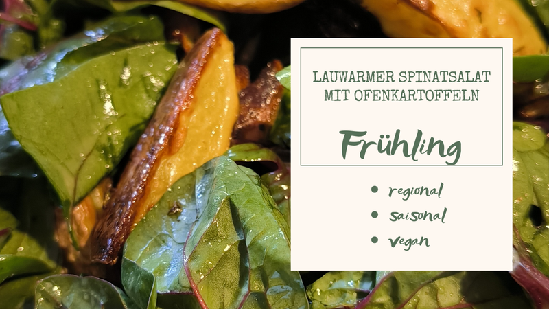 Lauwarmer Spinatsalat mit Ofenkartoffeln