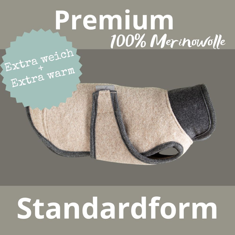 Premiumhundemantel aus 100% mulesingfreier Merinowolle - plastikfrei und wetterfest - extra warm und weich
