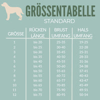 Größentabelle Hundemantel Standardformen - nahtur-design