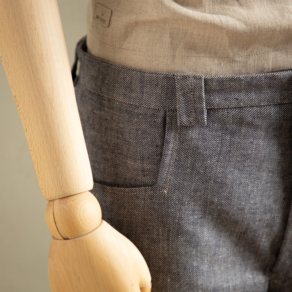Bio-Leinenshorts für Herren | EINZELSTÜCK | blau | Größe S