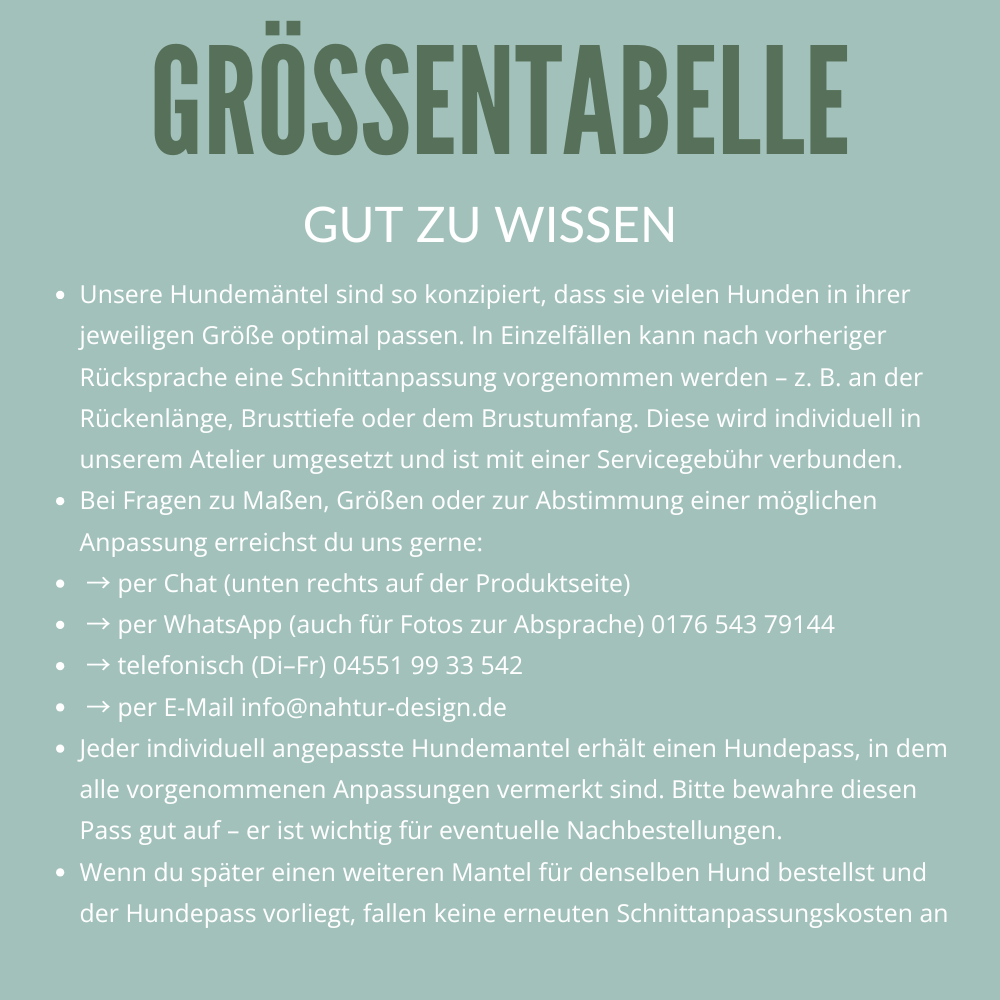 Schnittanpassung Hundemantel | ❤️ Sonderwünsche