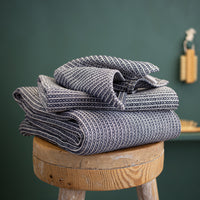 Badetuch-Set | Waffelpikee | EINZELSTÜCK | dunkelblau