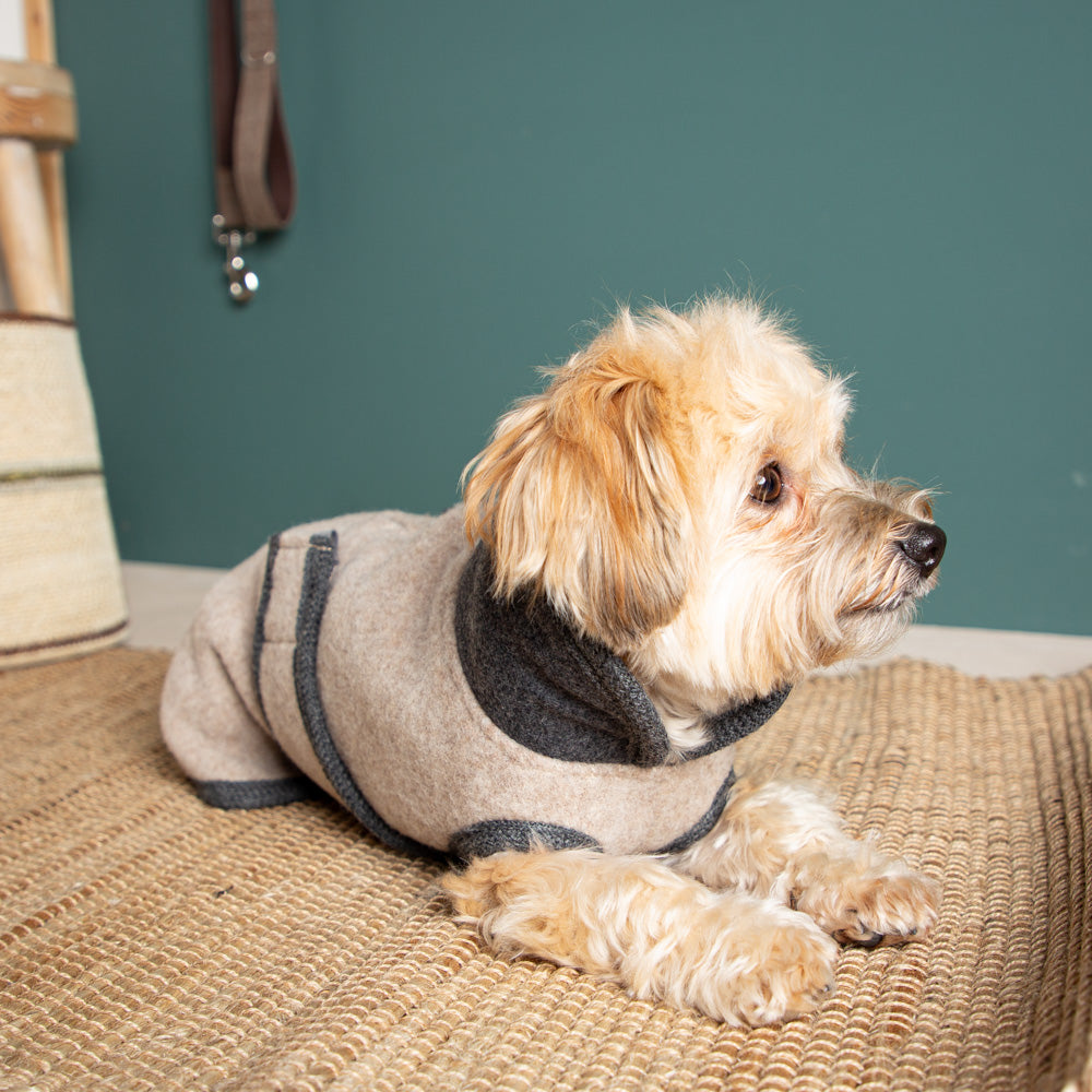 Premium Hundemantel aus reiner Merinowolle - 100% Schurwolle in beige - wetterfest und plastikfrei_5