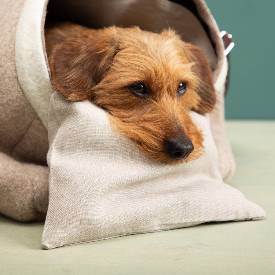 Kuschelkissen mit Bioleinenbezug für die Hundetasche