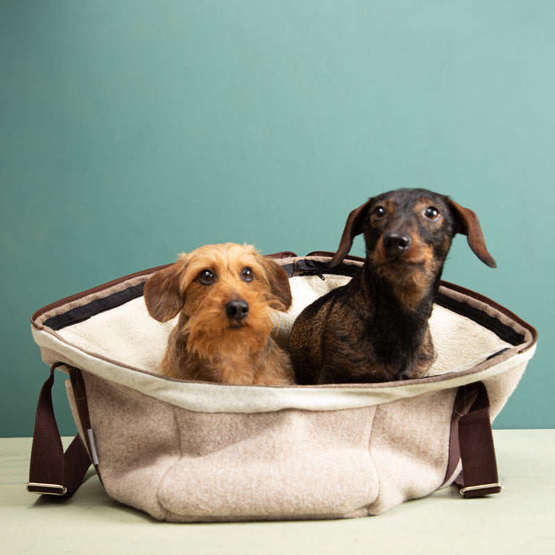 Hundetasche aus Loden_Dackeltasche_beige