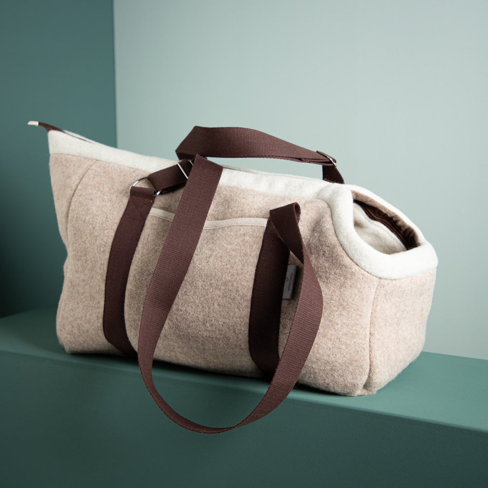 Hundetasche_Premium_Schurwolle_Loden_atmungsaktuv_antistatisch_beige