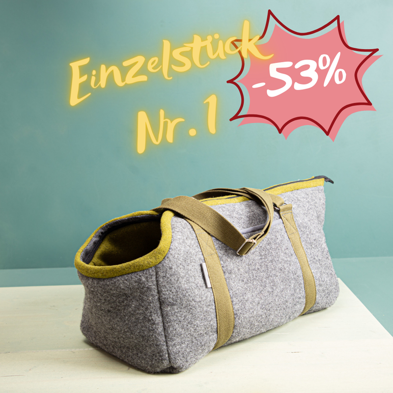 Hundetasche grau-grün-Einzelstück
