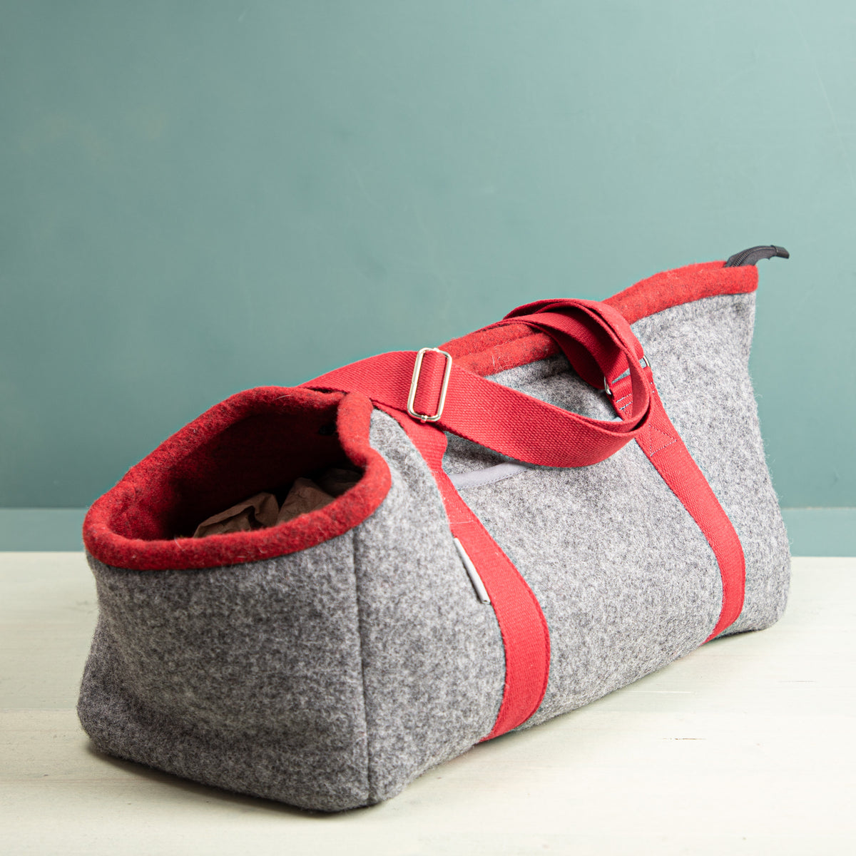 Hundetasche aus Loden rot