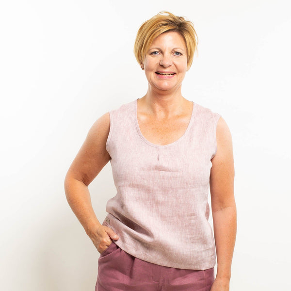 rosa Leinenshirt ohne Ärmel