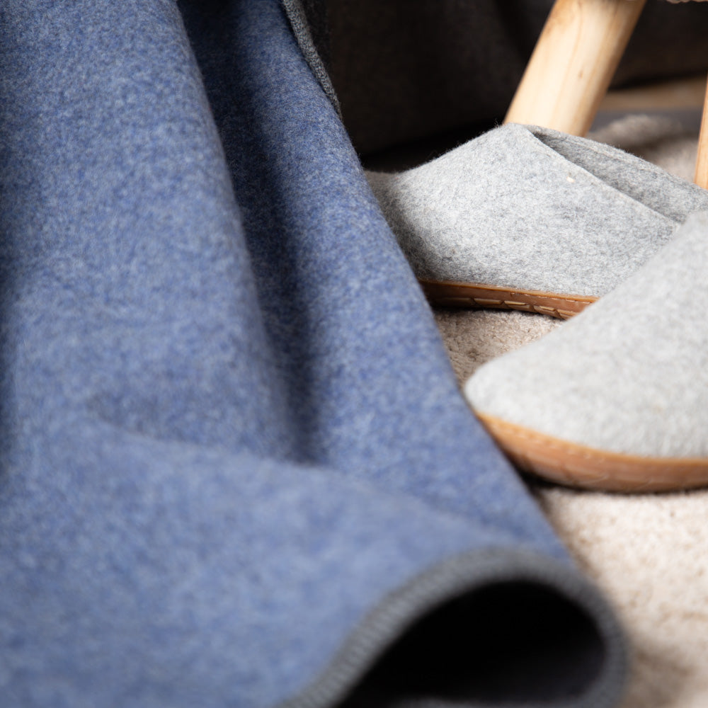 Warme Wolldecke |EINZELSTÜCK | blau | XL