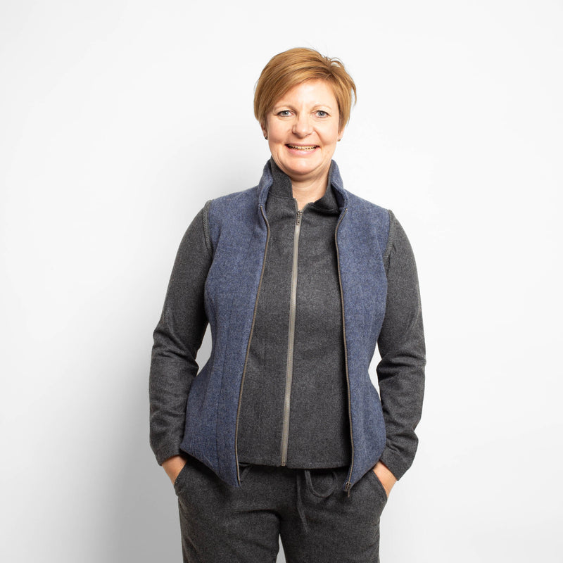 Lodenweste für Damen | EINZELSTÜCKE | blau | Größe S