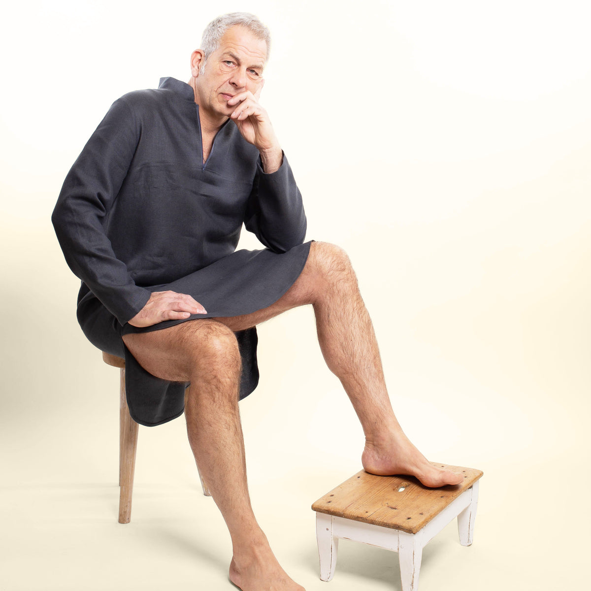 Herren-Nachthemd aus 100 % Leinen