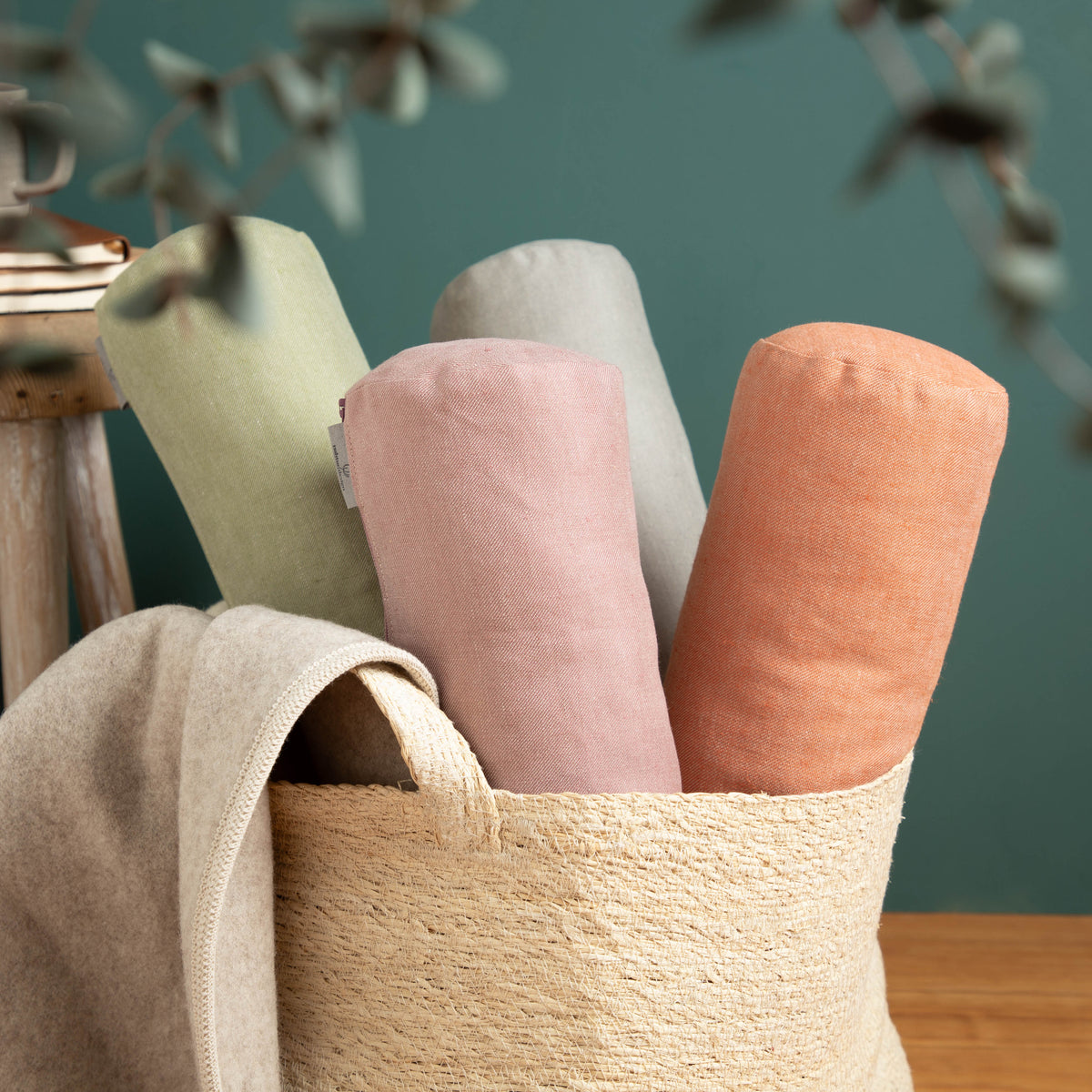 Nackenrolle mit Bezug aus Bio-Leinen-Denim | Naturfüllung