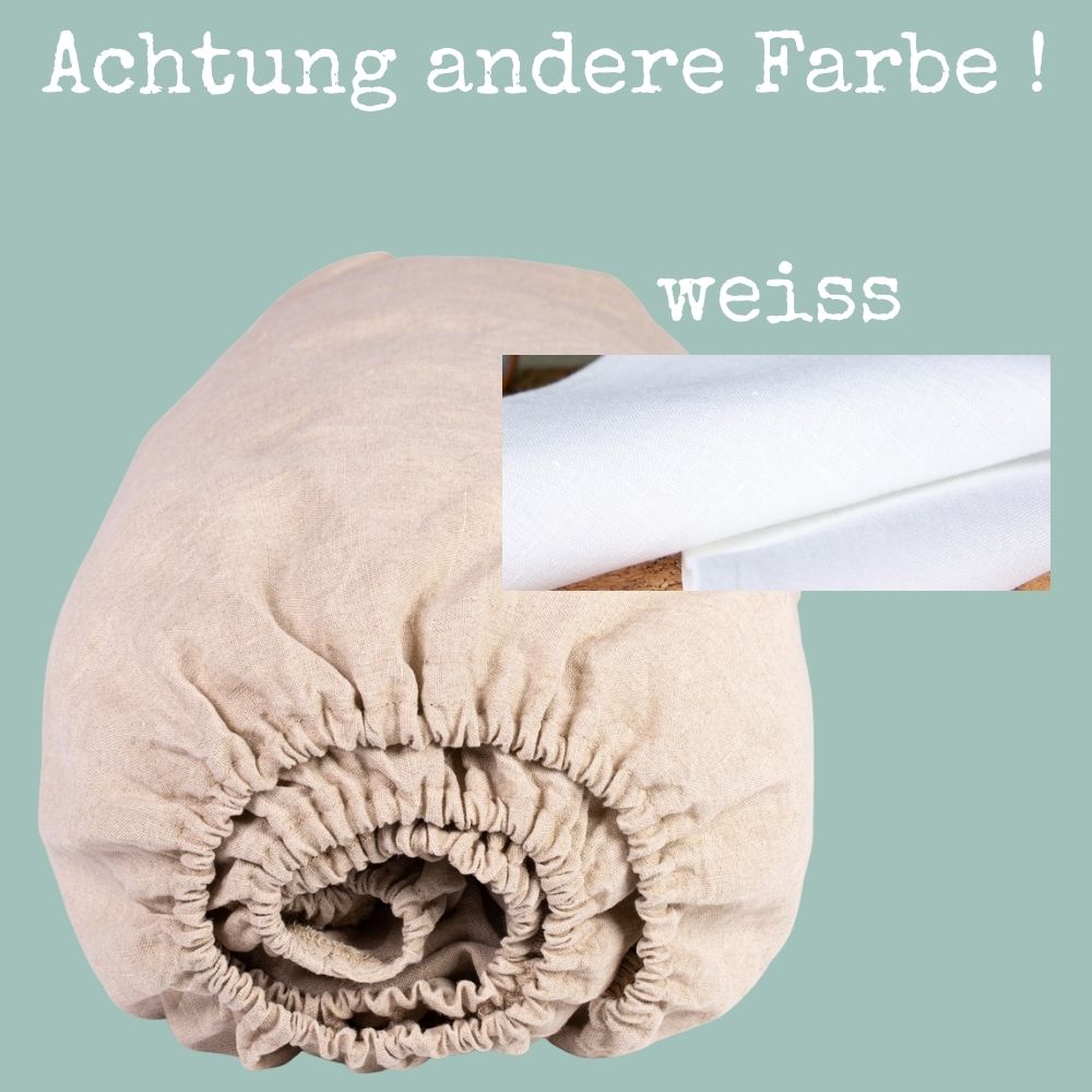 Bio-Leinen-Spannbettlaken | EINZELSTÜCK | Überlänge | weiß