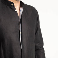 Schwarzes Leinenhemd | Größe XL