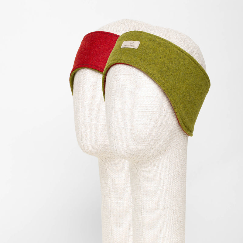 Stirnband aus Wolle zum Wenden moos