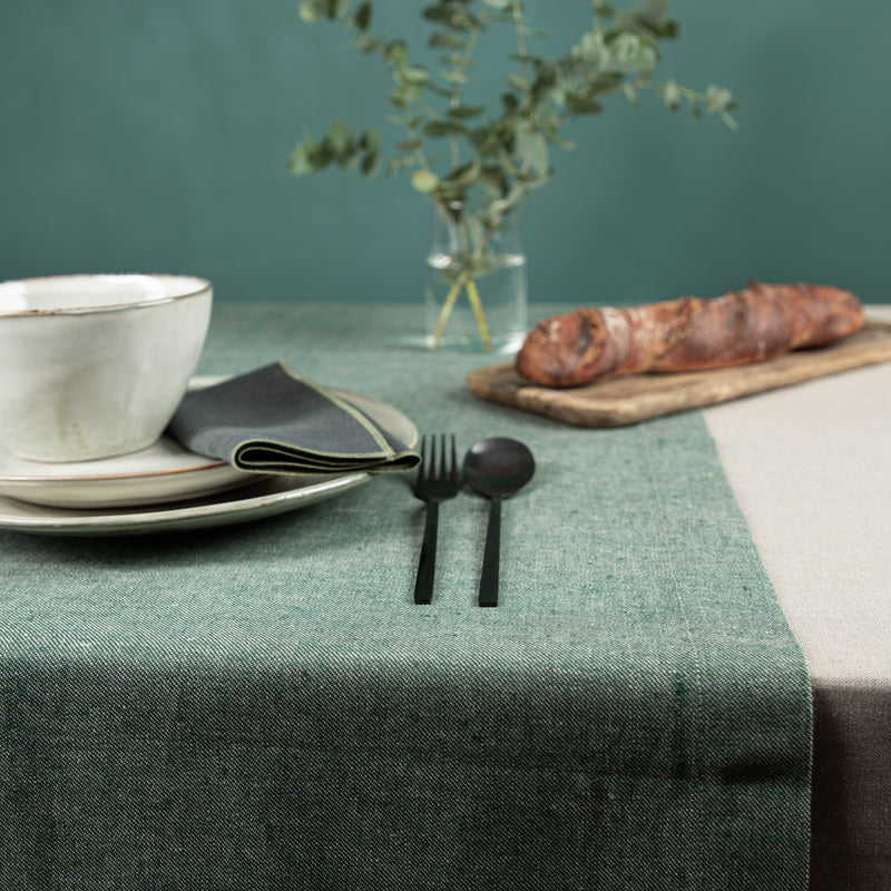Tischläufer dunkelgrün | EINZELSTÜCK | 100% Bioleinen