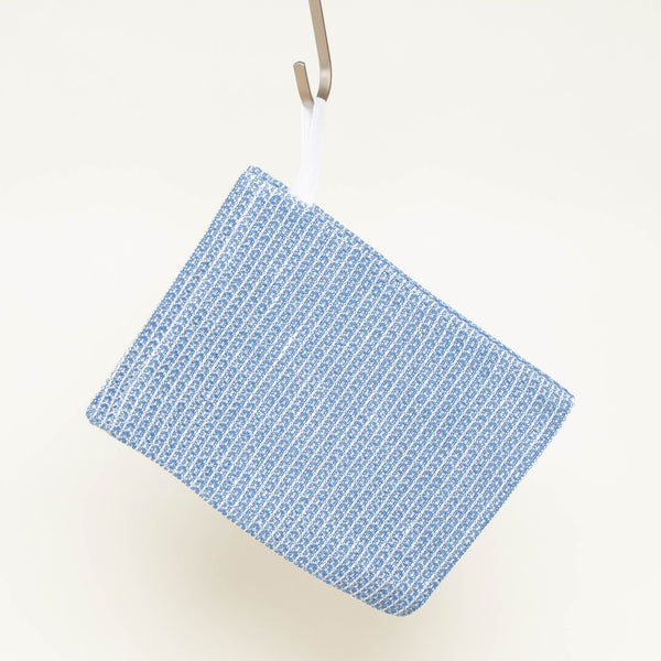 Waschhandschuh aus Halbleinen Waffelpiquée hellblau