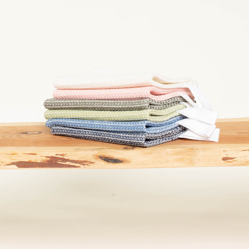 Stapel Waschhandschuh aus Halbleinen Waffelpiquée 6 Farben