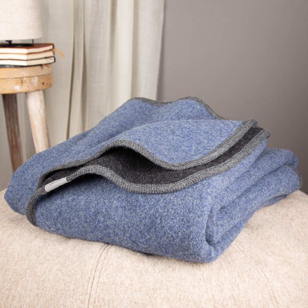 Warme Wolldecke |EINZELSTÜCK | blau | XL