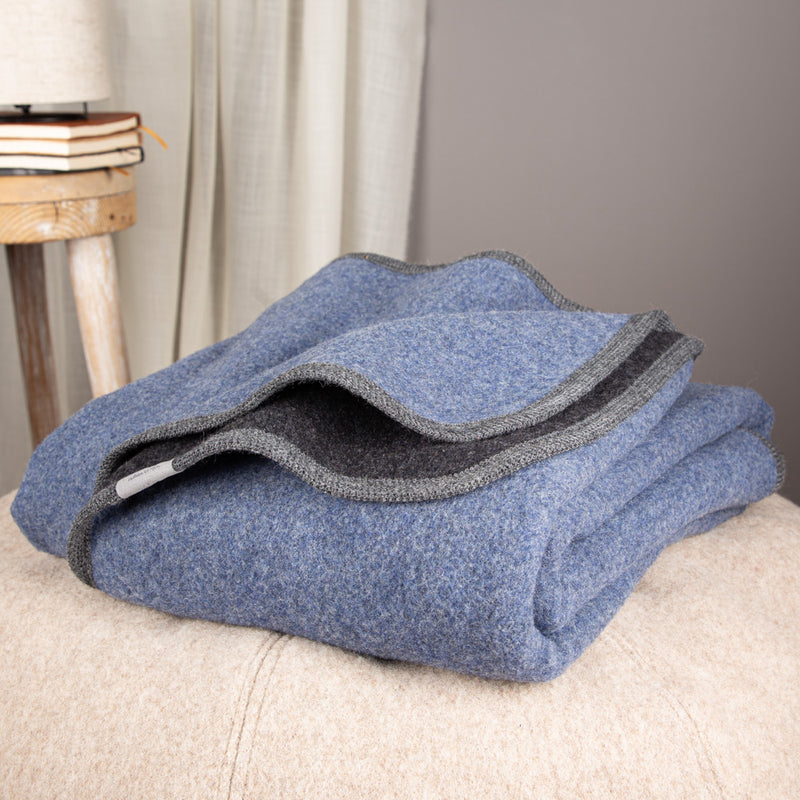 Warme Wolldecke |EINZELSTÜCK | blau | XL