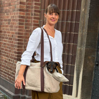 🐾 Hundetasche Beige – 100 % Schurwolle Loden