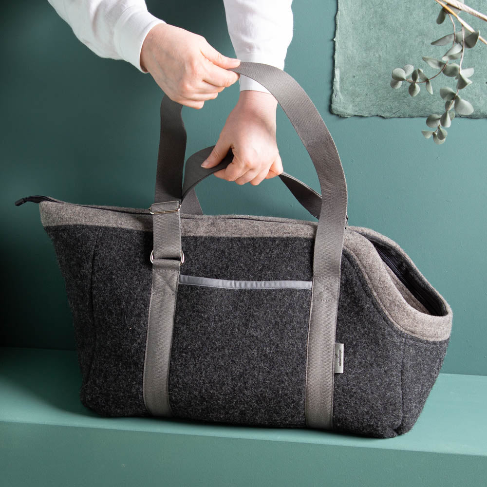 🐾 Hundetasche Anthrazit – 100 % Schurwolle Loden