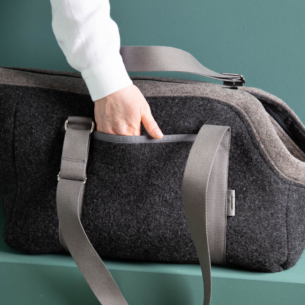 🐾 Hundetasche Anthrazit – 100 % Schurwolle Loden