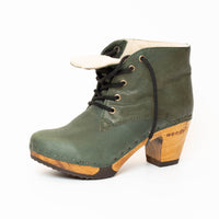 woody Damen Stiefelette "Anne" forest mit Lammfellfutter