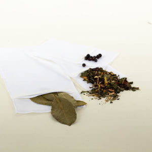 3 Mehrweg Teefilter aus Bioleinen weiß