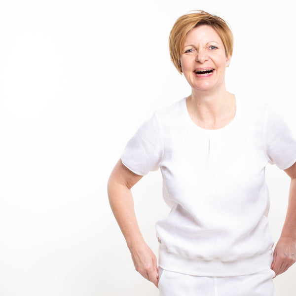weißes Leinenshirt für Damen