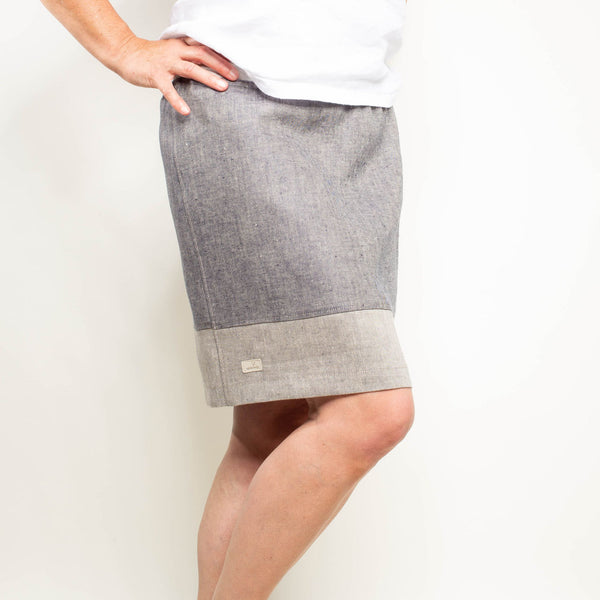 Leinenrock aus Bioleinen denim dunkelblau